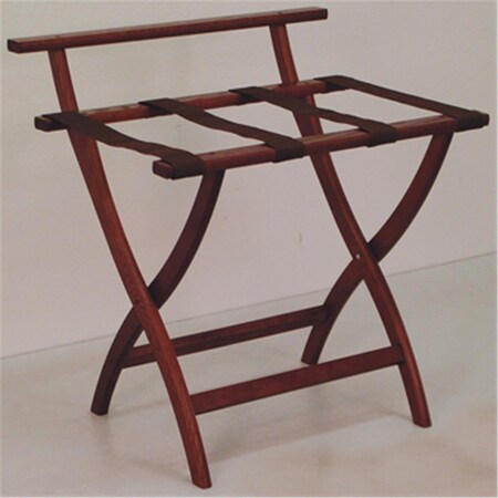 Wooden Mallet WallSaver Luggage Rack in Mahogany with Brown Webbing LR4-MHBRN